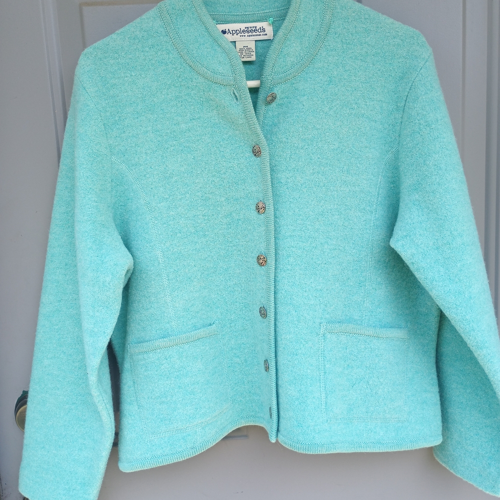 Appleseed's Women's Turquoise Blue Wool Jacket